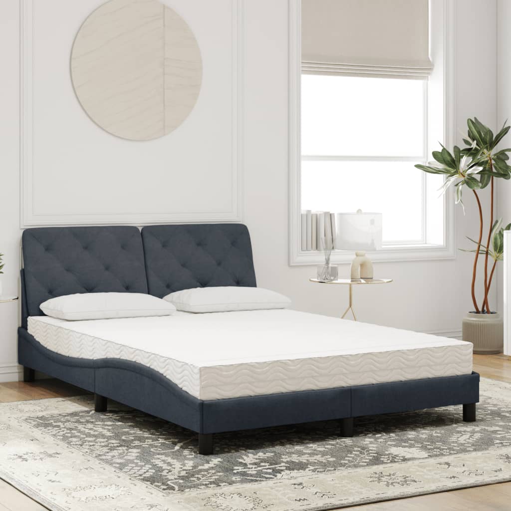 Lit avec matelas gris foncé 140x190 cm velours - XIOS