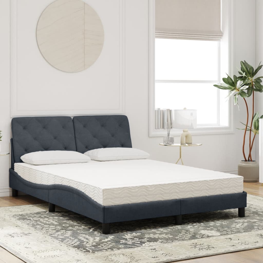 Lit avec matelas gris foncé 140x200 cm velours - XIOS