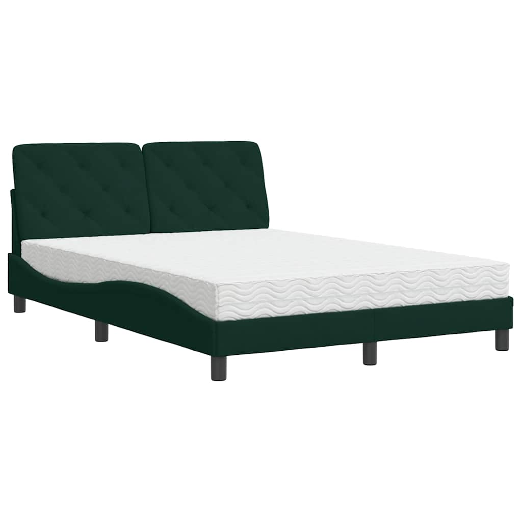Lit avec matelas vert foncé 140x200 cm velours - XIOS