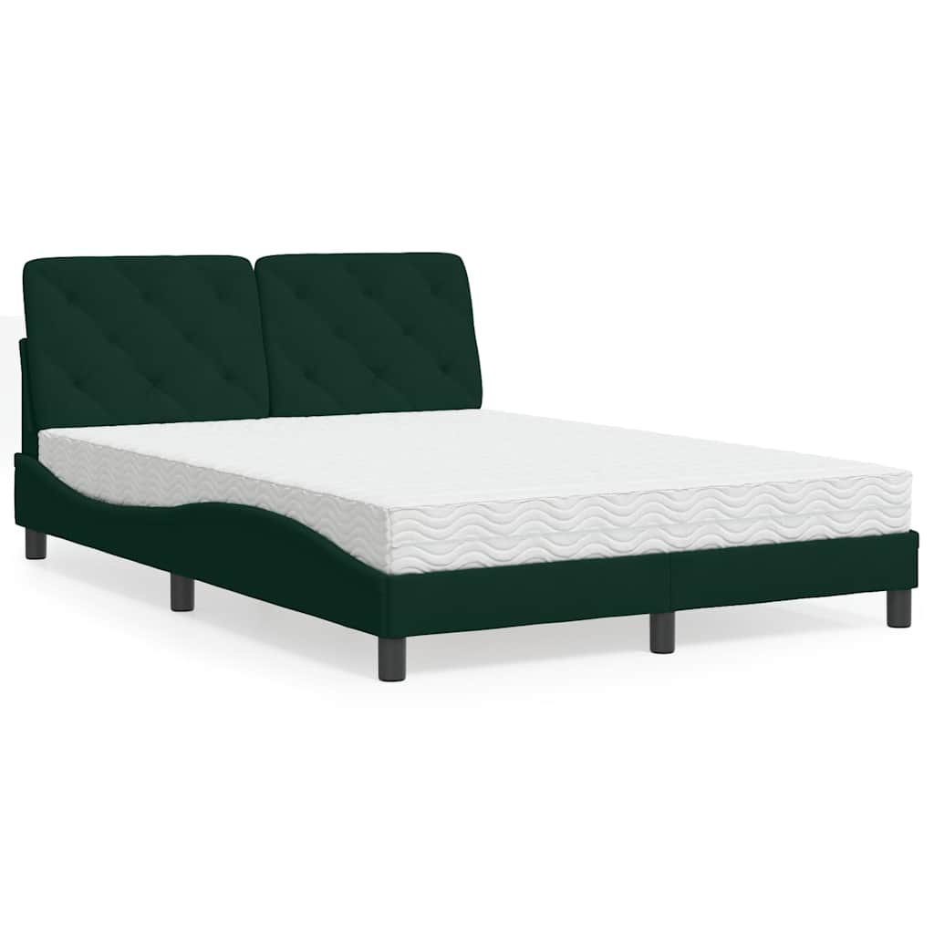 Lit avec matelas vert foncé 140x200 cm velours - XIOS