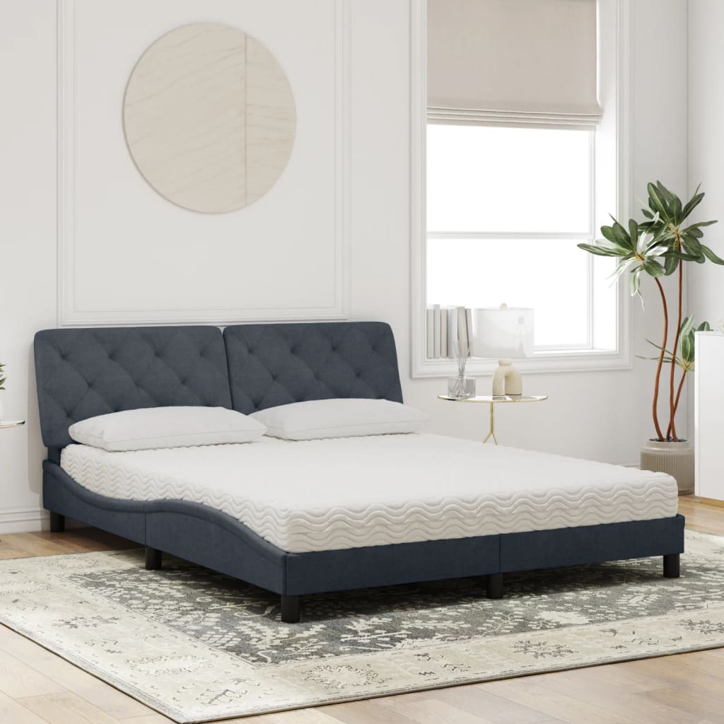 Lit avec matelas gris foncé 160x200 cm velours - XIOS