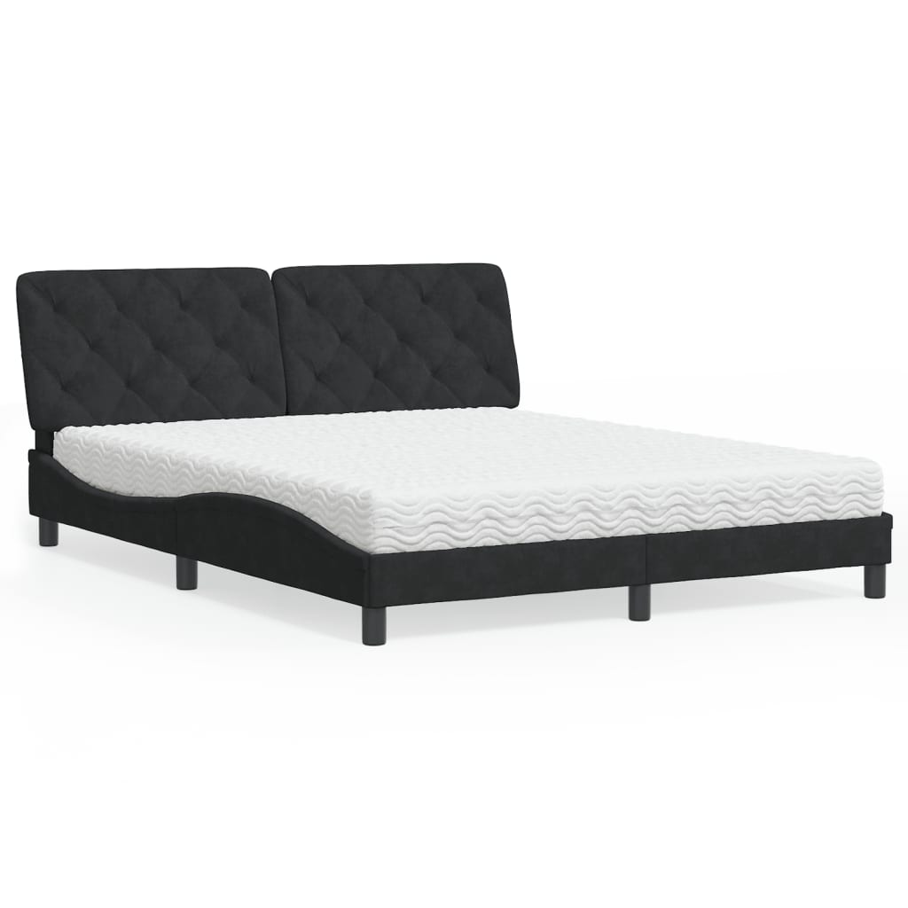 Lit avec matelas noir 160x200 cm velours - XIOS