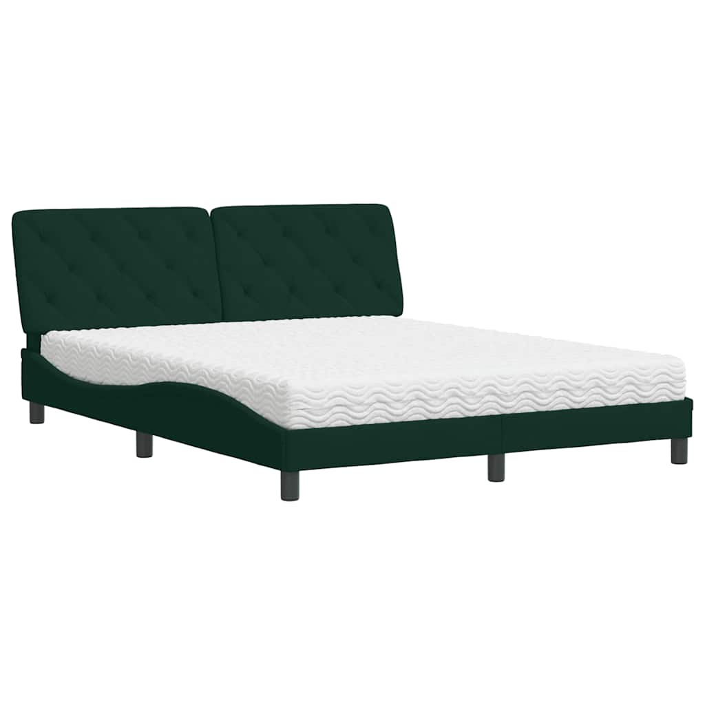 Lit avec matelas vert foncé 160x200 cm velours - XIOS