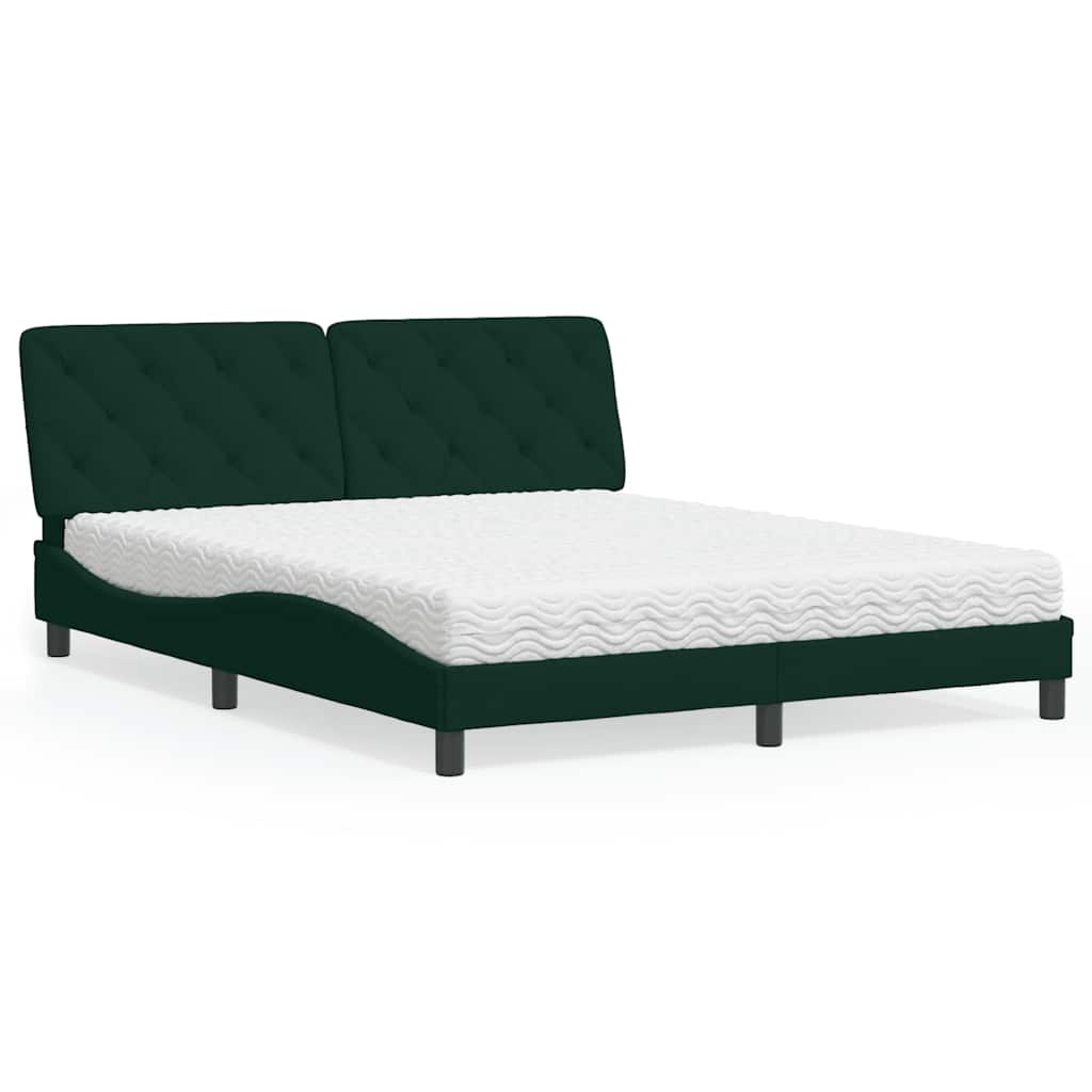Lit avec matelas vert foncé 160x200 cm velours - XIOS