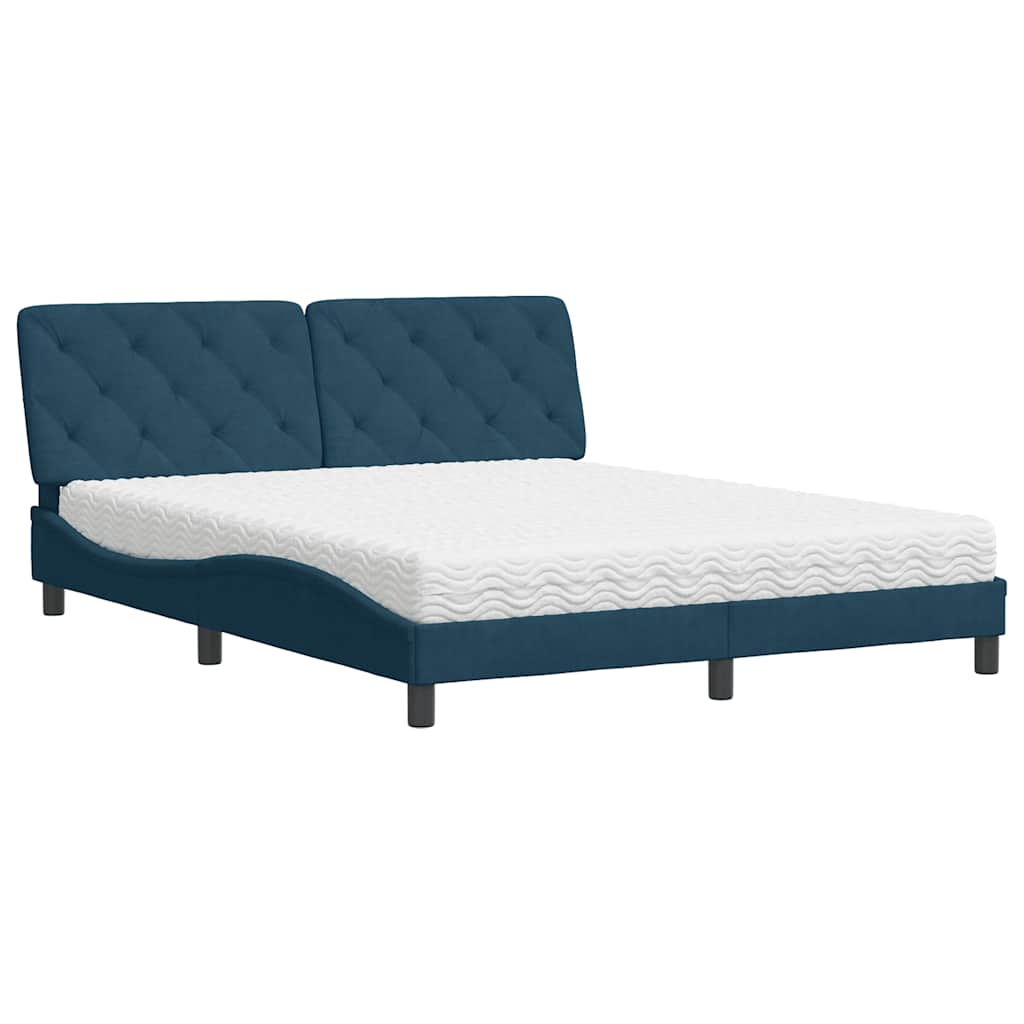 Lit avec matelas bleu 160x200 cm velours - XIOS