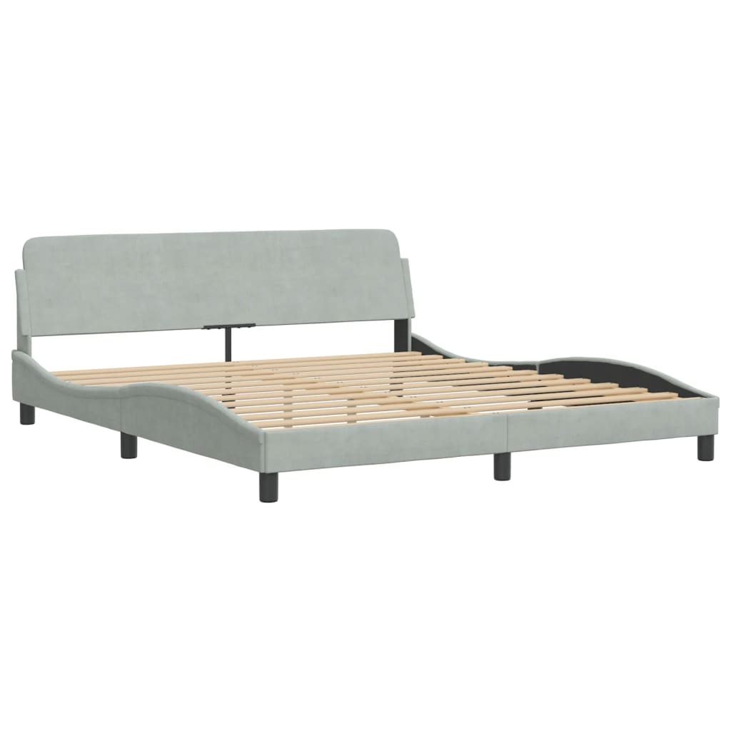 Lit avec matelas gris clair 180x200 cm velours - XIOS