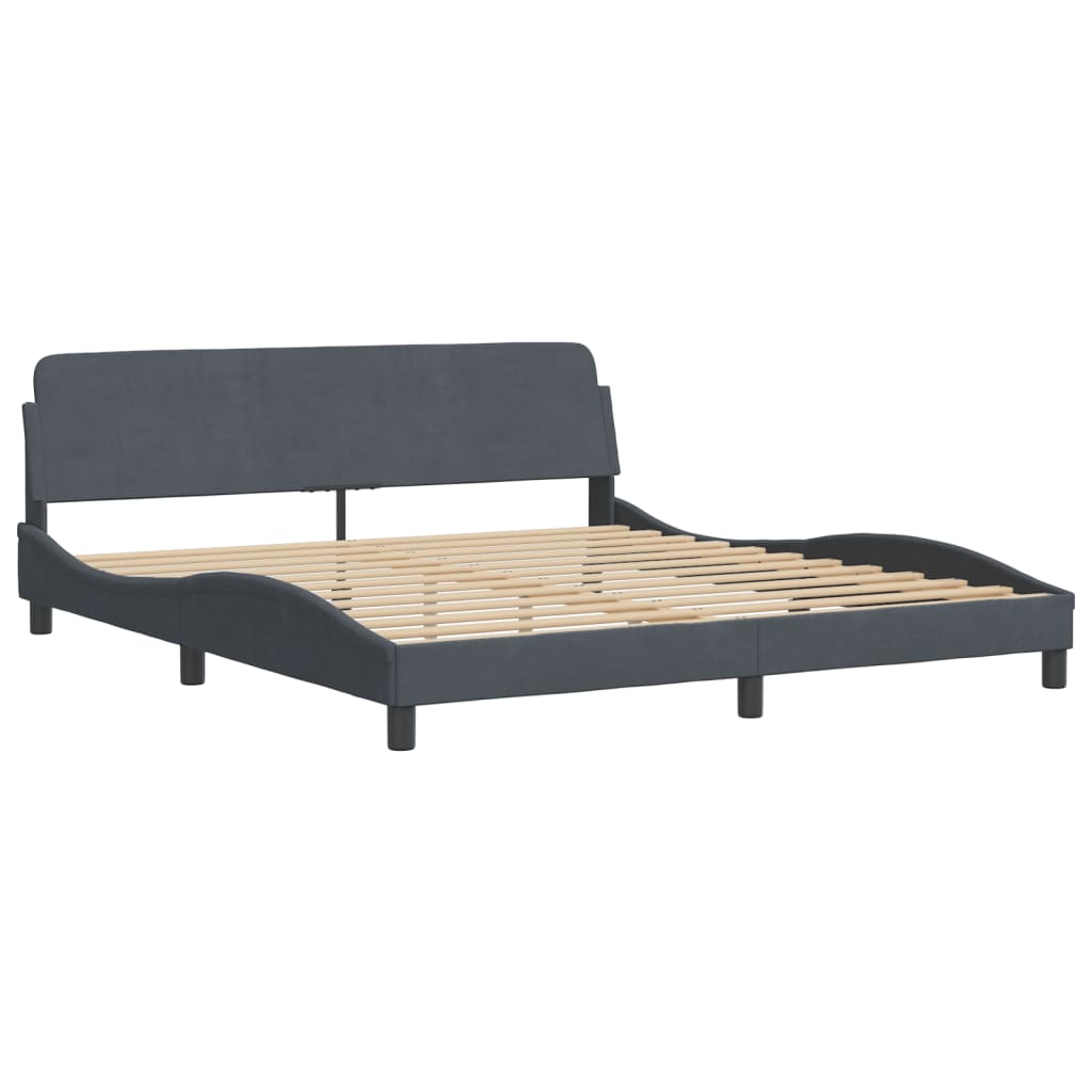 Lit avec matelas gris foncé 180x200 cm velours - XIOS