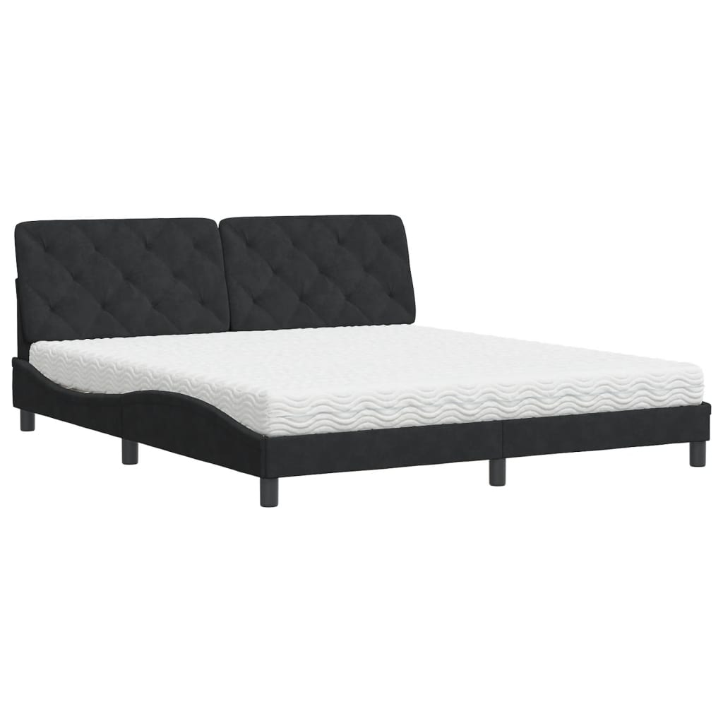 Lit avec matelas noir 180x200 cm velours - XIOS