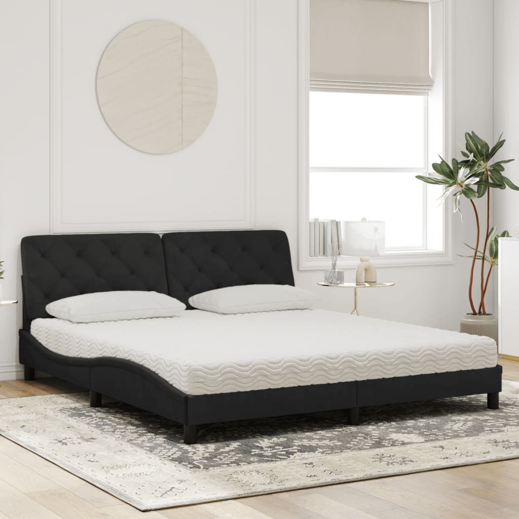 Lit avec matelas noir 180x200 cm velours - XIOS