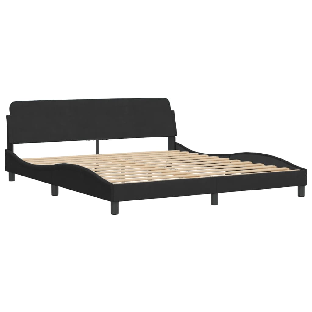 Lit avec matelas noir 180x200 cm velours - XIOS