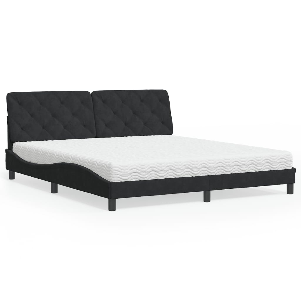 Lit avec matelas noir 180x200 cm velours - XIOS