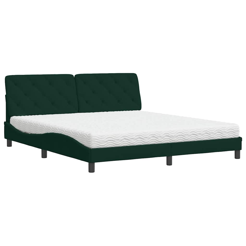 Lit avec matelas vert foncé 180x200 cm velours - XIOS