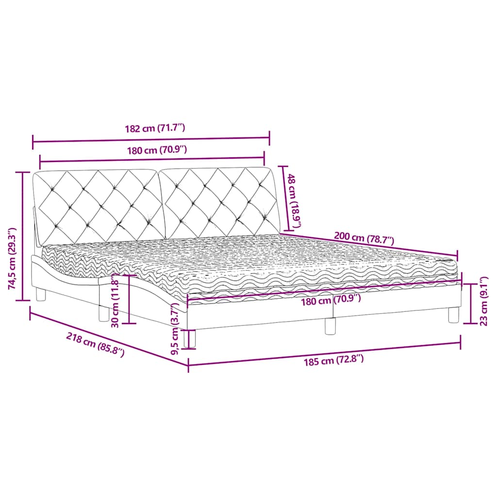 Lit avec matelas vert foncé 180x200 cm velours - XIOS