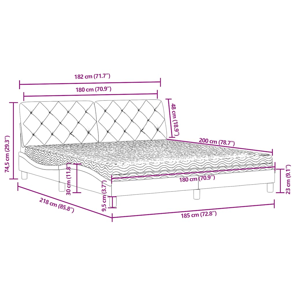 Lit avec matelas bleu 180x200 cm velours - XIOS