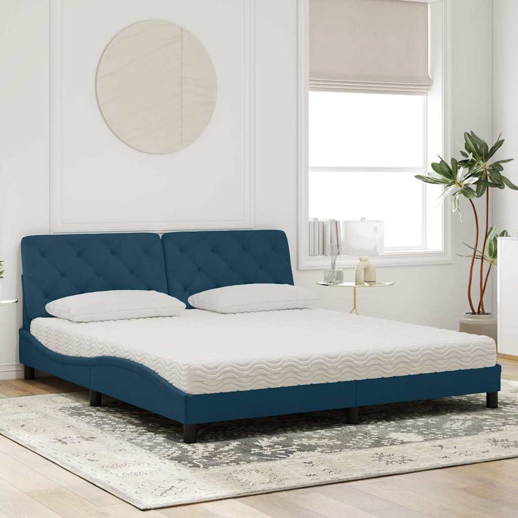 Lit avec matelas bleu 180x200 cm velours - XIOS