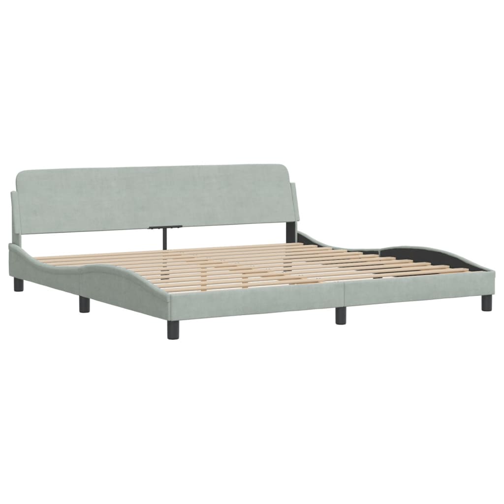 Lit avec matelas gris clair 200x200 cm velours - XIOS
