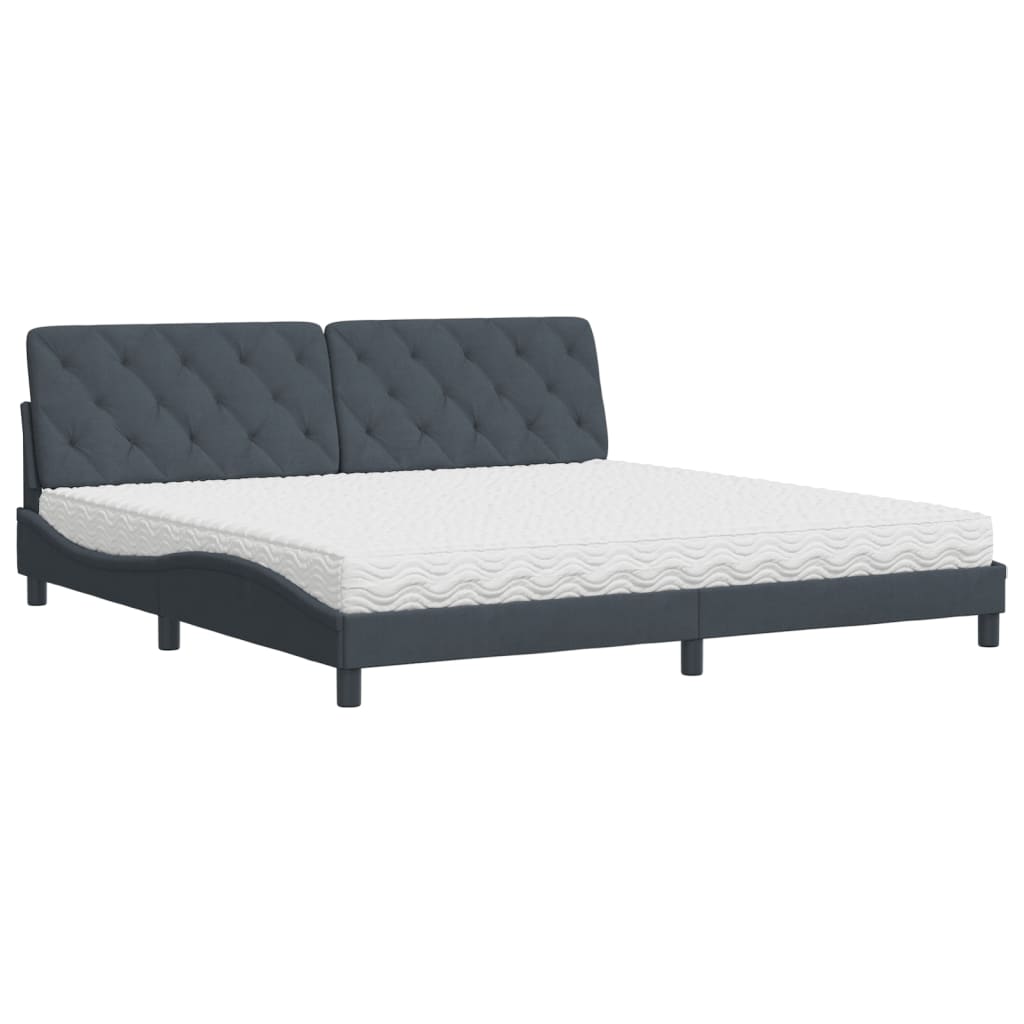Lit avec matelas gris foncé 200x200 cm velours - XIOS