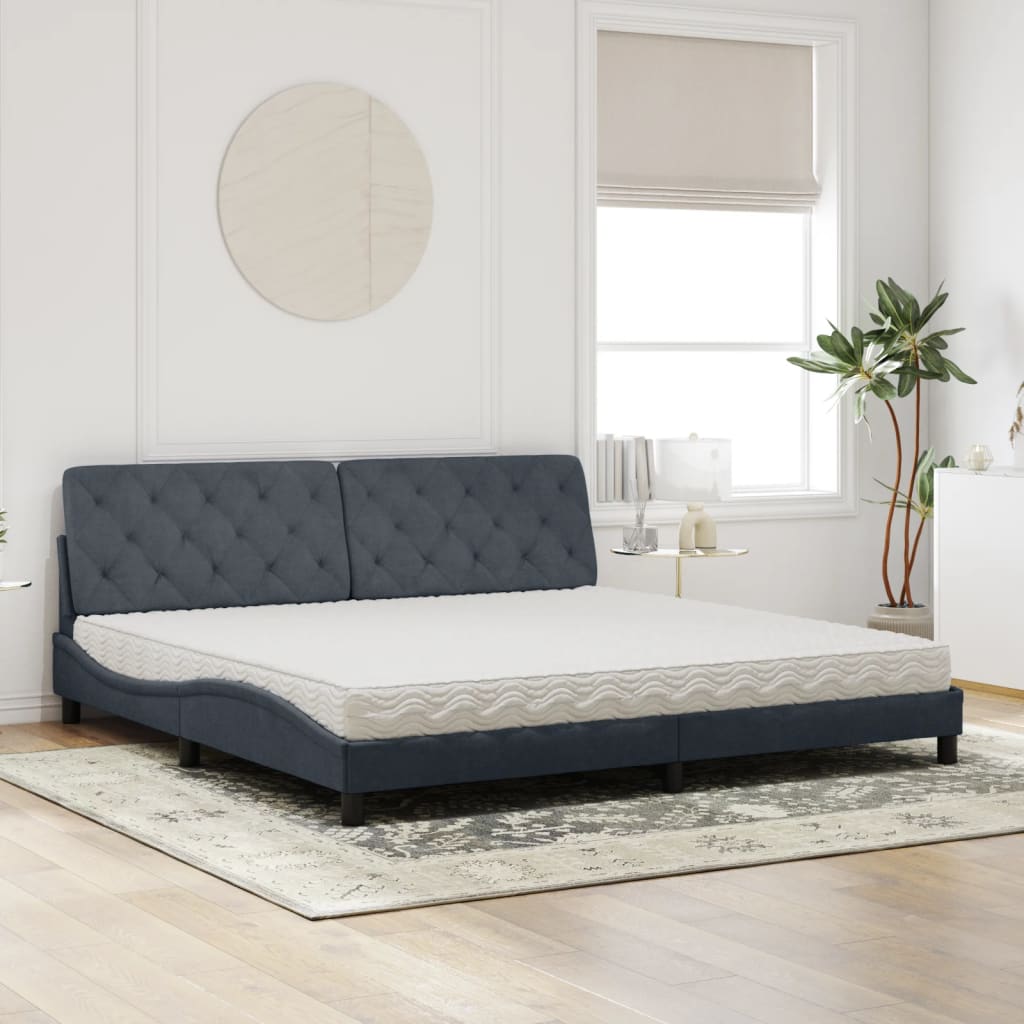 Lit avec matelas gris foncé 200x200 cm velours - XIOS