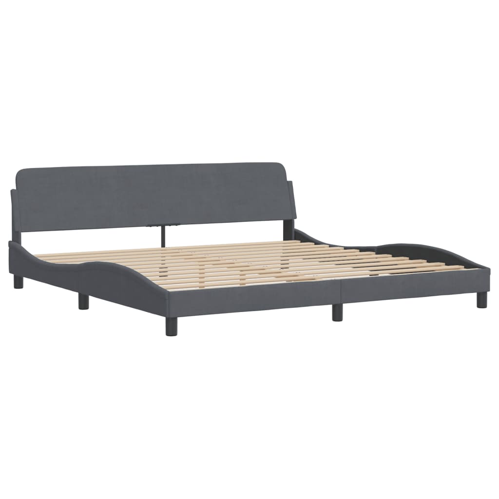 Lit avec matelas gris foncé 200x200 cm velours - XIOS