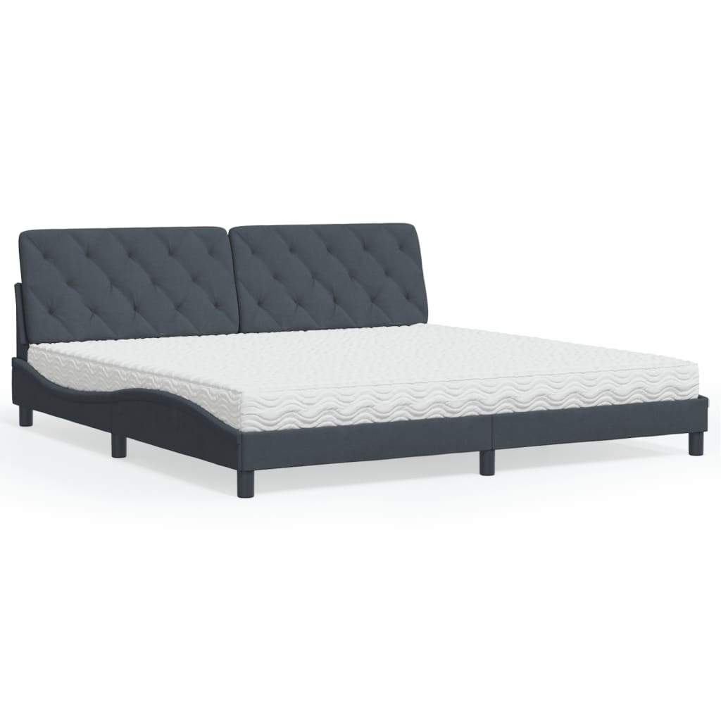Lit avec matelas gris foncé 200x200 cm velours - XIOS