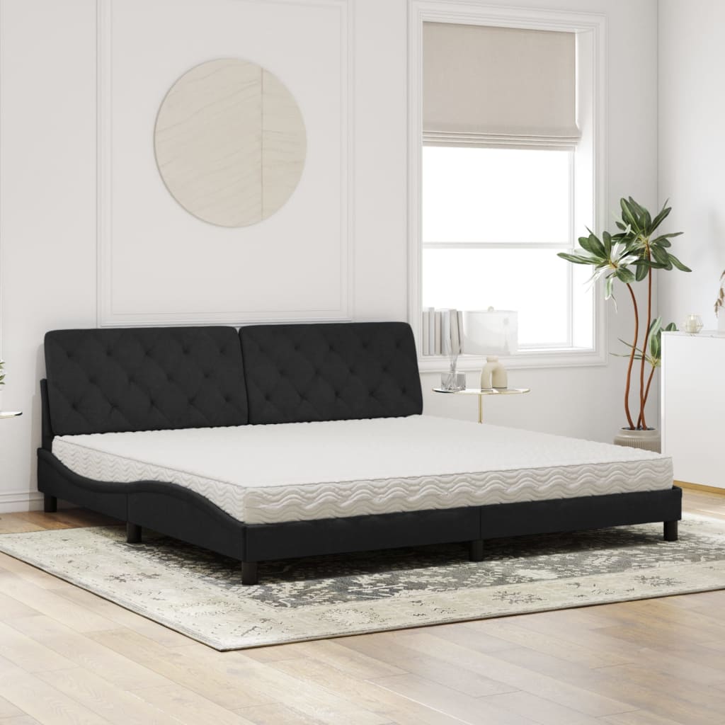 Lit avec matelas noir 200x200 cm velours - XIOS