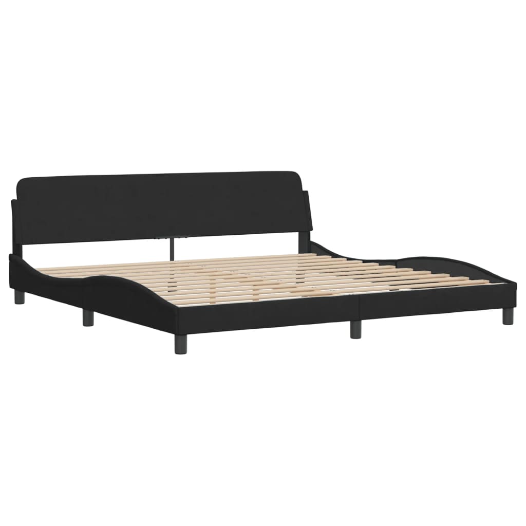 Lit avec matelas noir 200x200 cm velours - XIOS