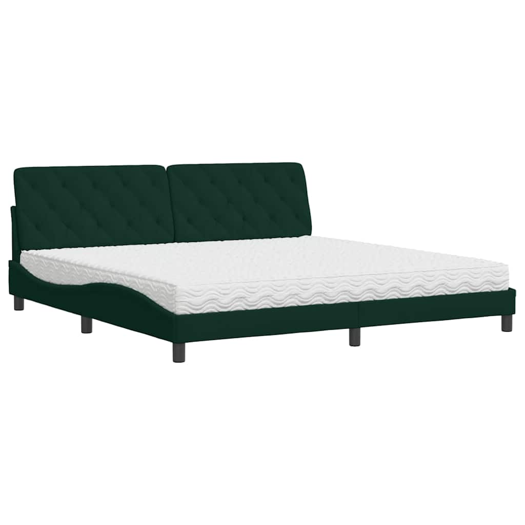 Lit avec matelas vert foncé 200x200 cm velours - XIOS