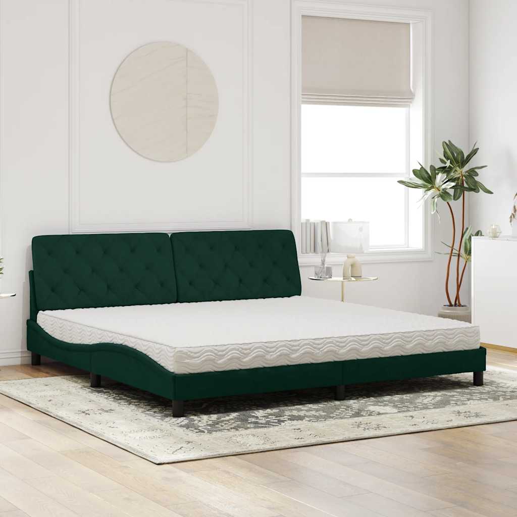 Lit avec matelas vert foncé 200x200 cm velours - XIOS