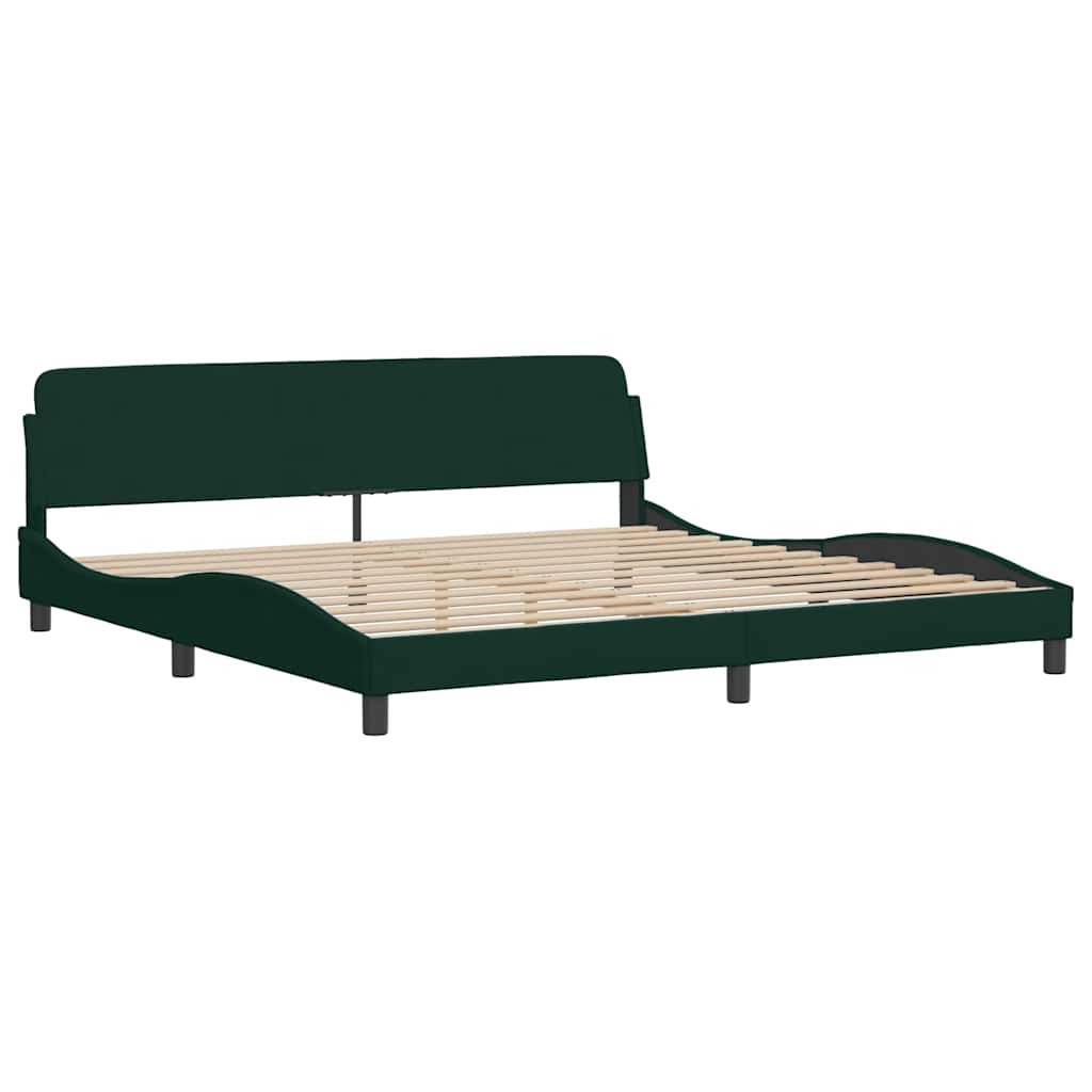 Lit avec matelas vert foncé 200x200 cm velours - XIOS