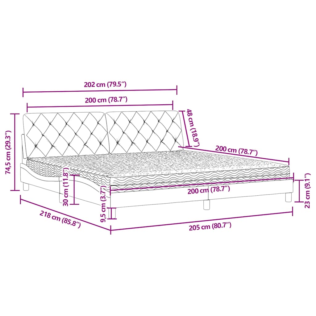 Lit avec matelas vert foncé 200x200 cm velours - XIOS