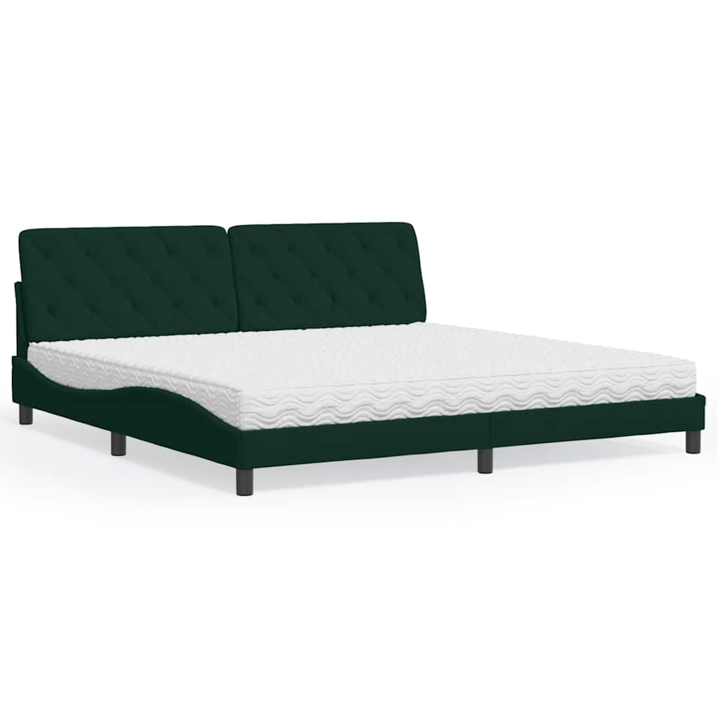 Lit avec matelas vert foncé 200x200 cm velours - XIOS