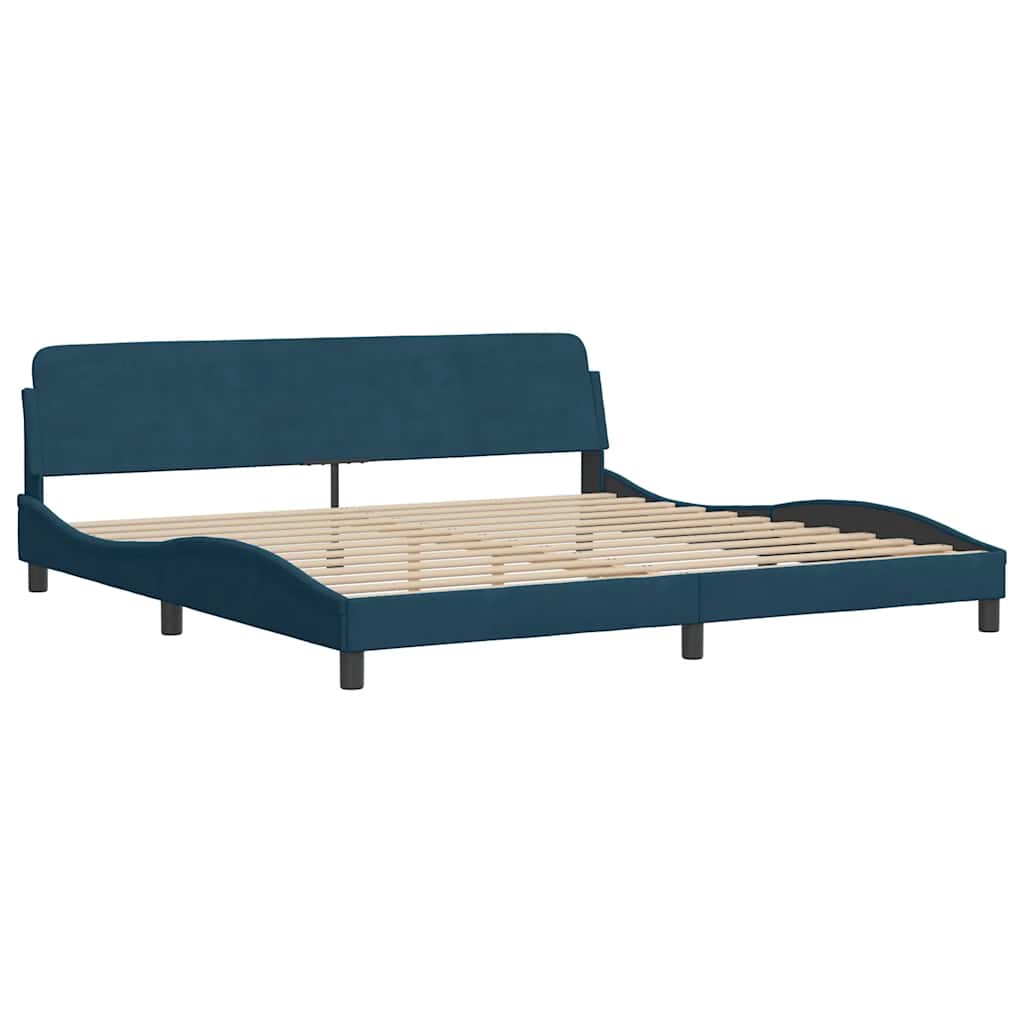 Lit avec matelas bleu 200x200 cm velours - XIOS