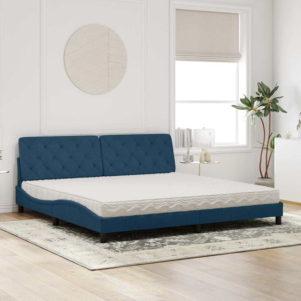 Lit avec matelas bleu 200x200 cm velours - XIOS
