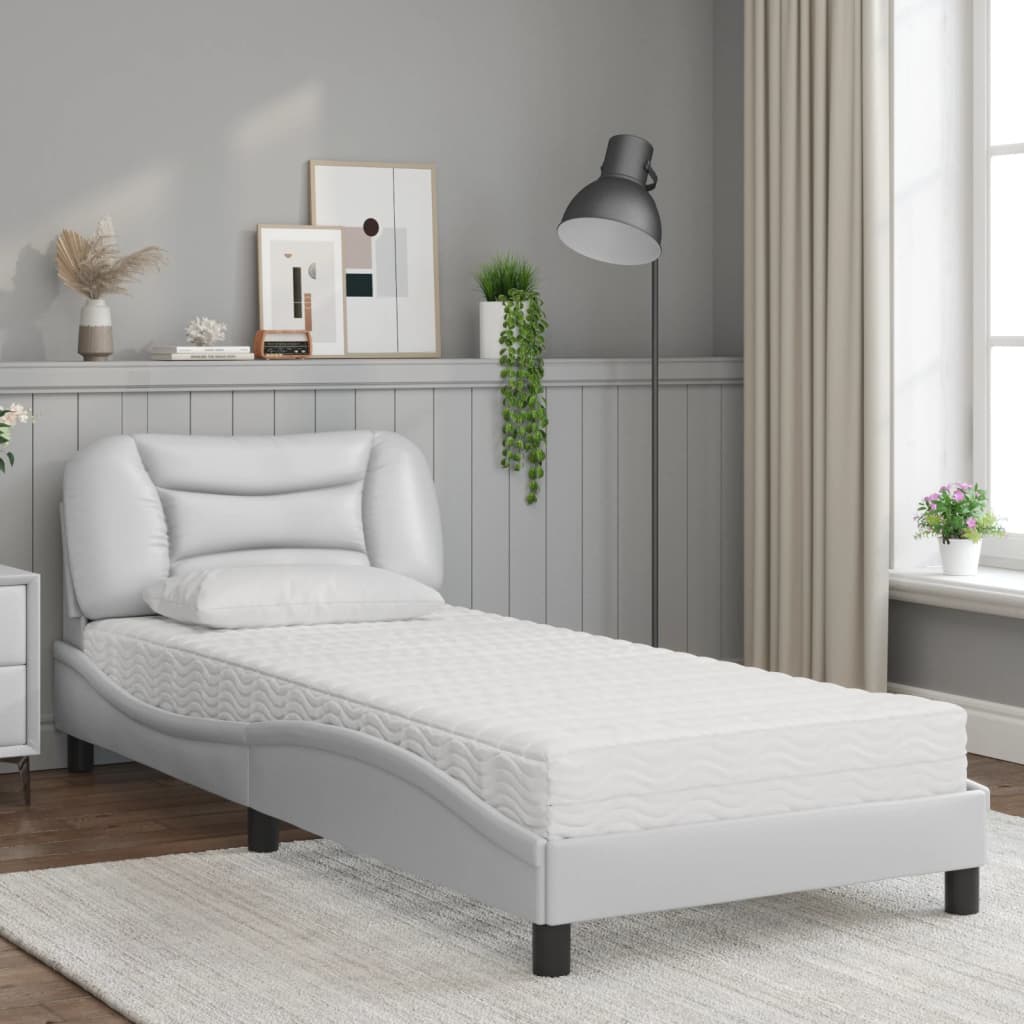 Lit avec matelas Hvar blanc 80x200 cm similicuir - XIOS