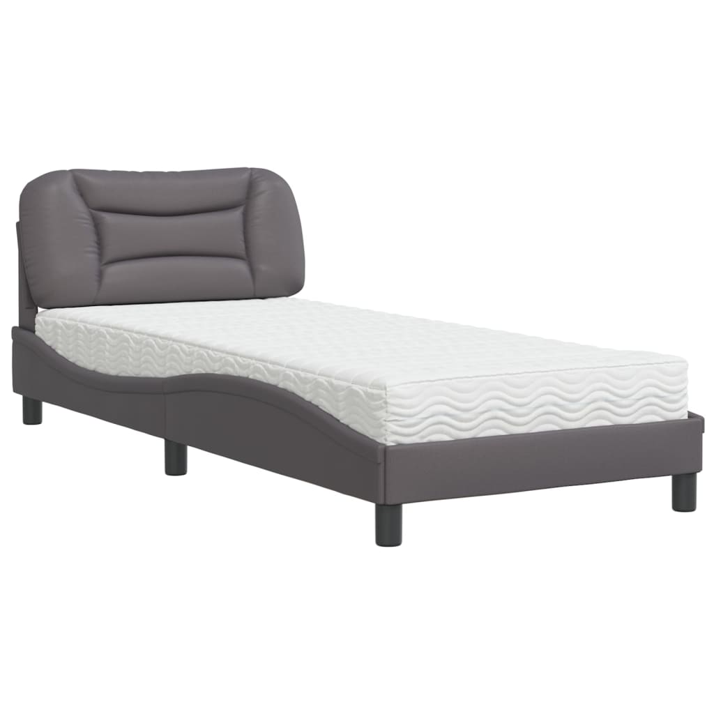 Lit avec matelas Hvar gris 80x200 cm similicuir - XIOS
