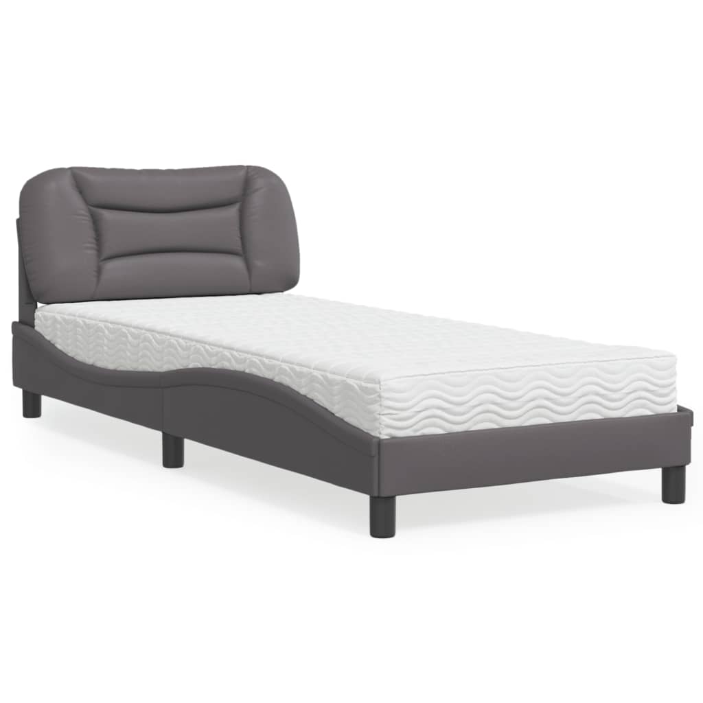 Lit avec matelas Hvar gris 80x200 cm similicuir - XIOS