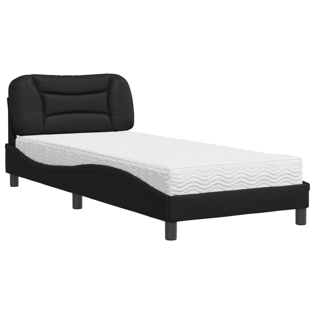 Lit avec matelas Hvar noir 90x190 cm similicuir - XIOS