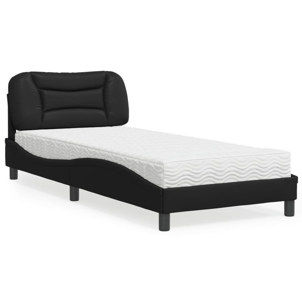 Lit avec matelas Hvar noir 90x190 cm similicuir - XIOS