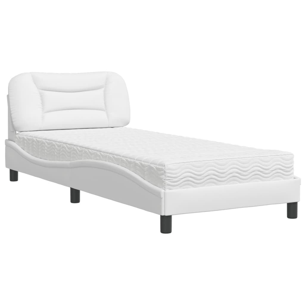 Lit avec matelas Hvar blanc 90x190 cm similicuir - XIOS
