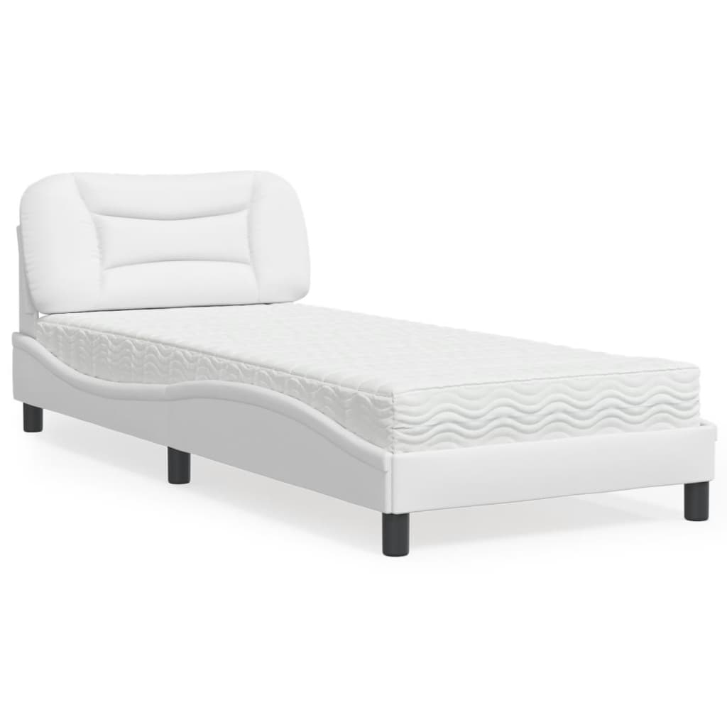 Lit avec matelas Hvar blanc 90x190 cm similicuir