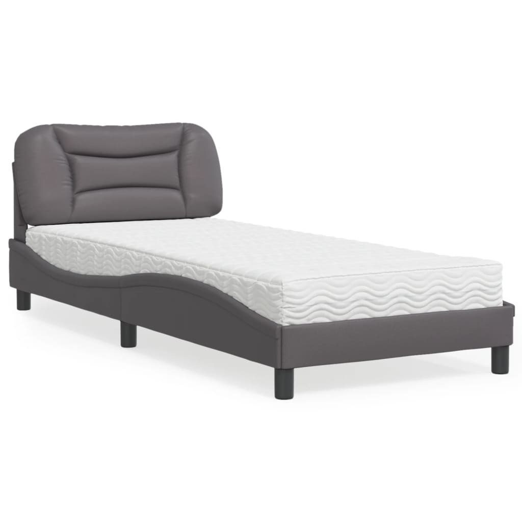 Lit avec matelas Hvar gris 90x190 cm similicuir - XIOS