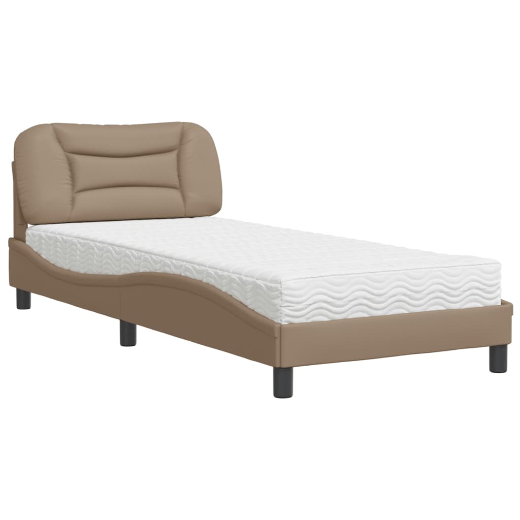 Lit avec matelas Hvar cappuccino 90x190 cm similicuir - XIOS