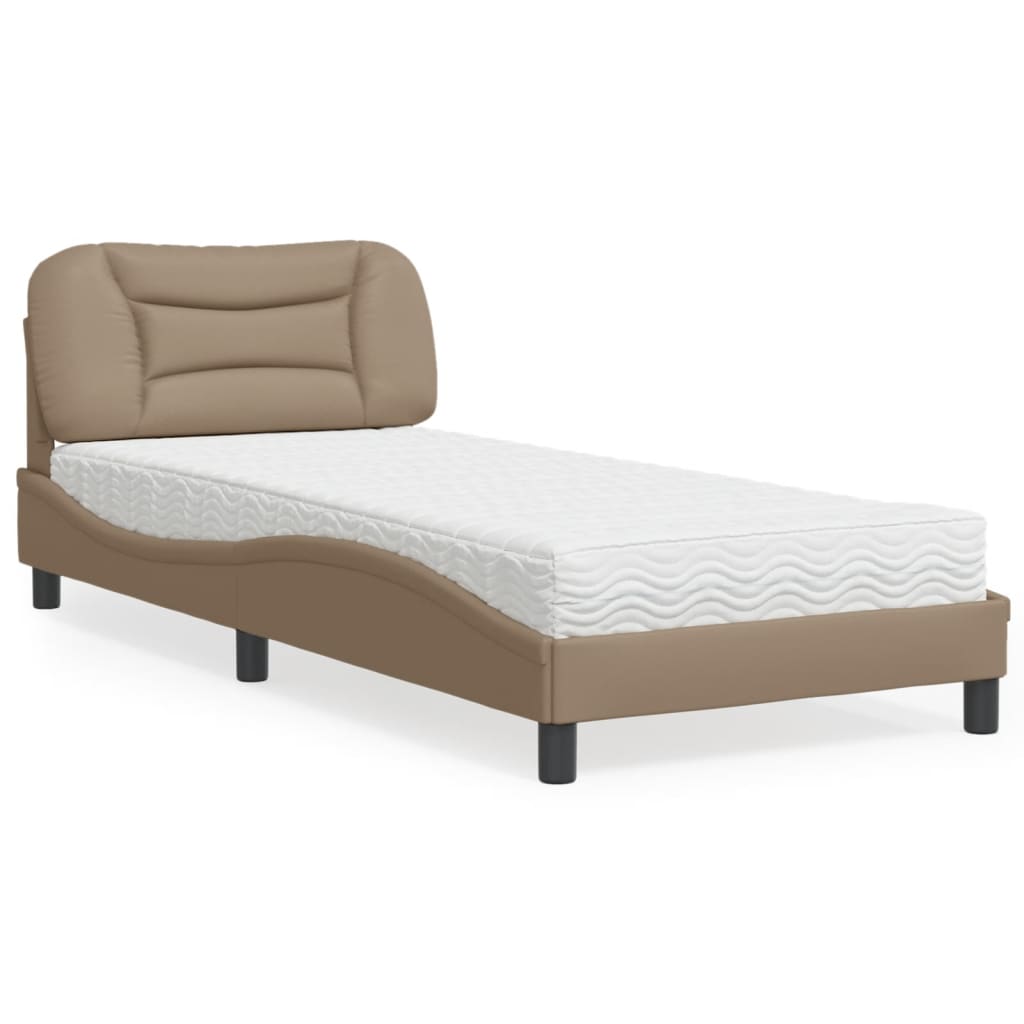 Lit avec matelas Hvar cappuccino 90x190 cm similicuir - XIOS