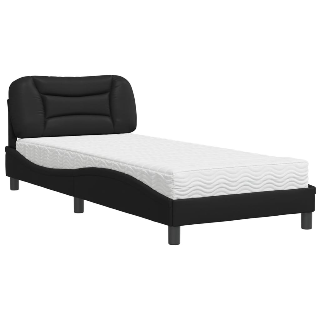 Lit avec matelas noir 90x200 cm similicuir - XIOS