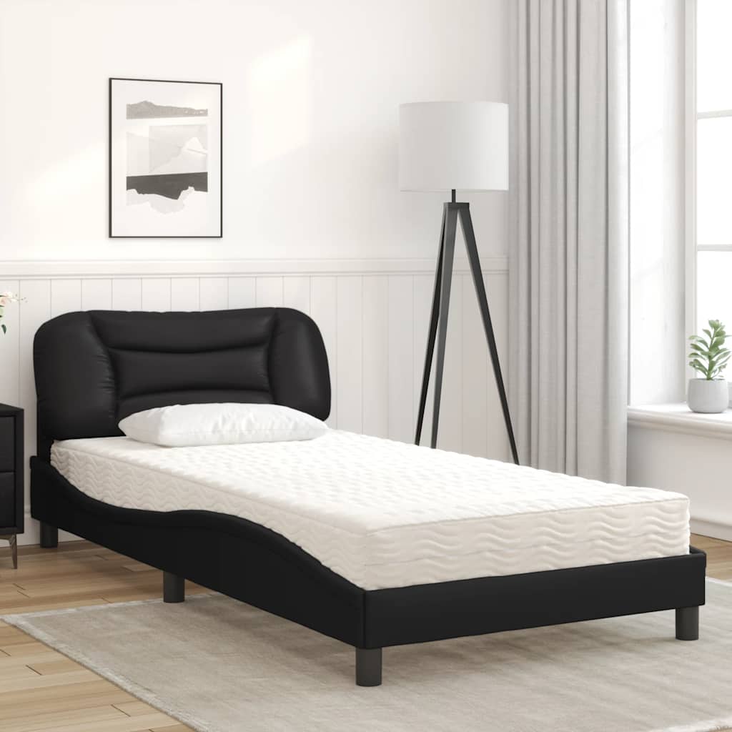 Lit avec matelas Hvar noir 100x200 cm similicuir - XIOS