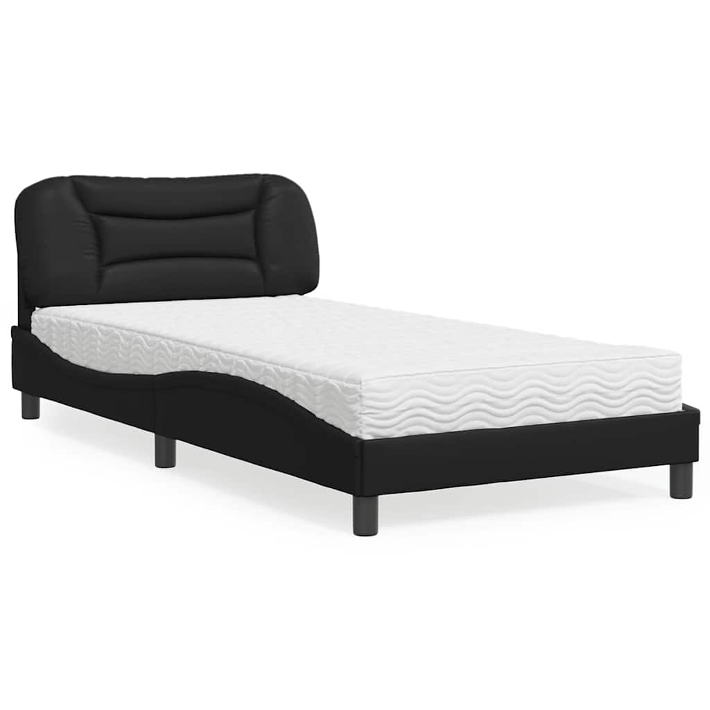 Lit avec matelas Hvar noir 100x200 cm similicuir - XIOS