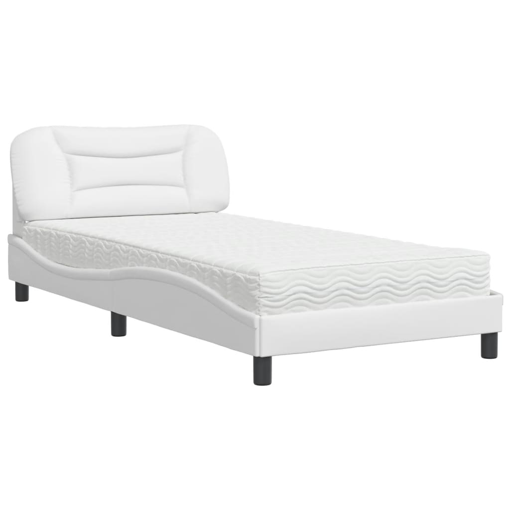 Lit avec matelas Hvar blanc 100x200 cm similicuir - XIOS