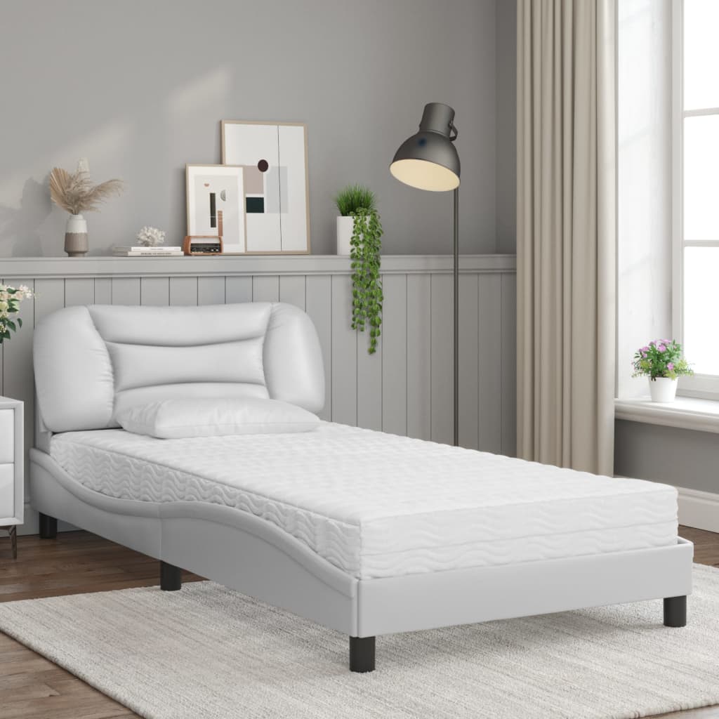 Lit avec matelas Hvar blanc 100x200 cm similicuir - XIOS
