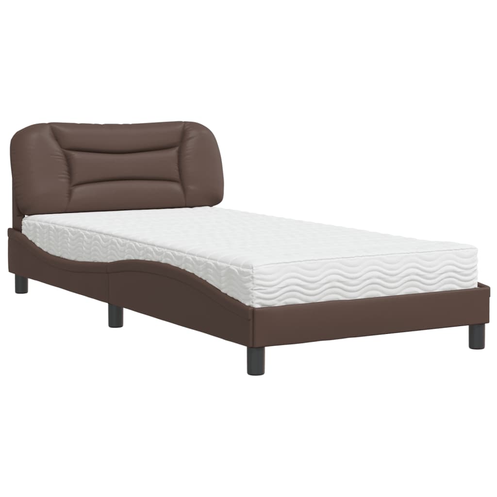 Lit avec matelas Hvar marron 100x200 cm similicuir - XIOS