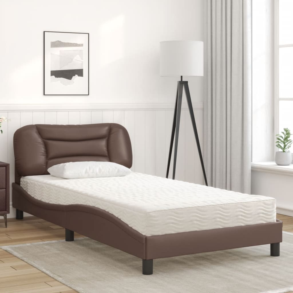 Lit avec matelas Hvar marron 100x200 cm similicuir - XIOS